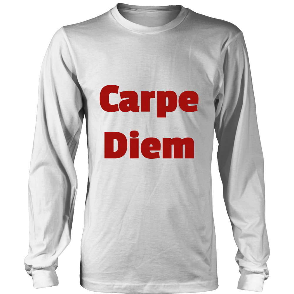 Long-Sleeve T-Shirts for Men and Women: Carpe Diem (Red Text)
