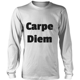 Long-Sleeve T-Shirts for Men and Women: Carpe Diem (Black Text)
