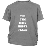 Junior Cotton T-Shirts: The Gym Is My Happy Place (White Text)