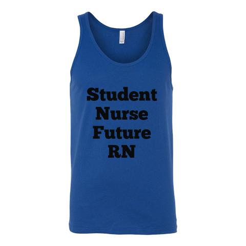 Tank Tops for Men and Women (Unisex): Student Nurse Future RN (Black Text)